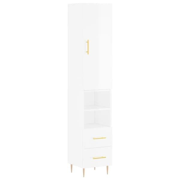 vidaXL skab 34,5x34x180 cm konstrueret træ hvid højglans