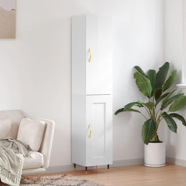 vidaXL skab 34,5x34x180 cm konstrueret træ hvid højglans