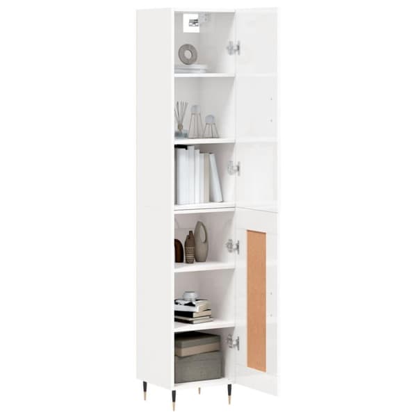 vidaXL skab 34,5x34x180 cm konstrueret træ hvid højglans