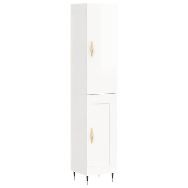 vidaXL skab 34,5x34x180 cm konstrueret træ hvid højglans