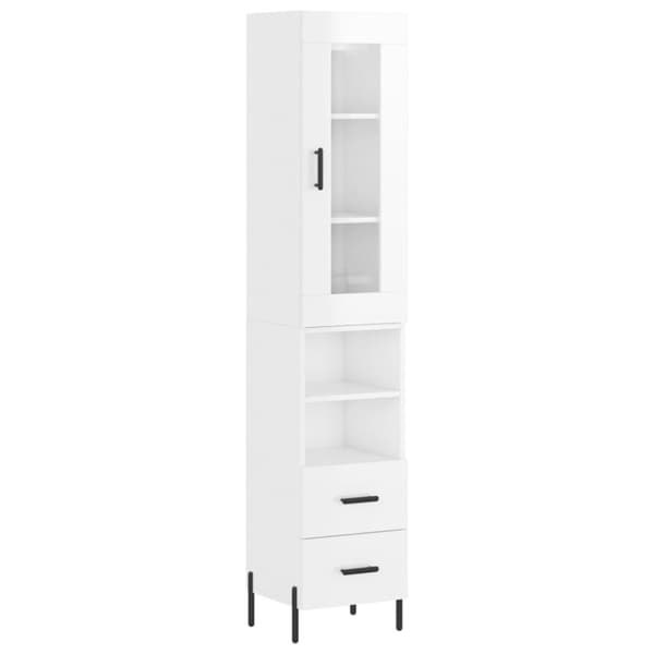 vidaXL skab 34,5x34x180 cm konstrueret træ hvid højglans