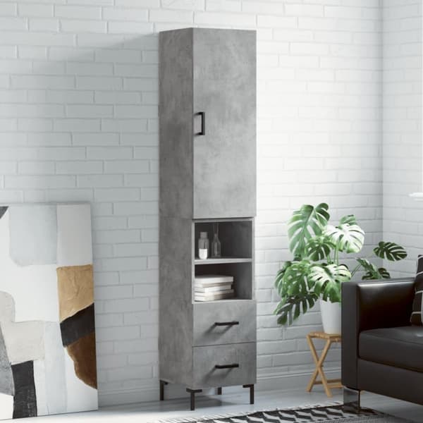 vidaXL skab 34,5x34x180 cm konstrueret træ betongrå