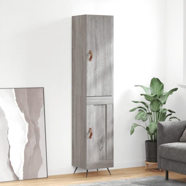 vidaXL højskab 34,5x34x180 cm konstrueret træ grå sonoma-eg