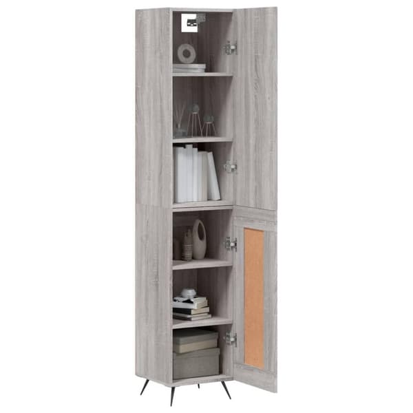 vidaXL højskab 34,5x34x180 cm konstrueret træ grå sonoma-eg