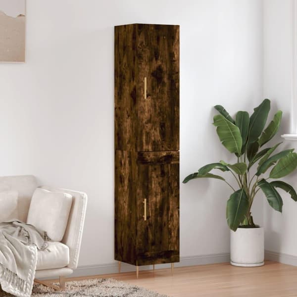 vidaXL skab 34,5x34x180 cm konstrueret træ røget egetræ
