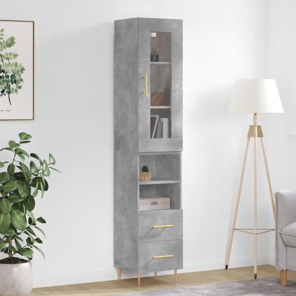 vidaXL skab 34,5x34x180 cm konstrueret træ betongrå