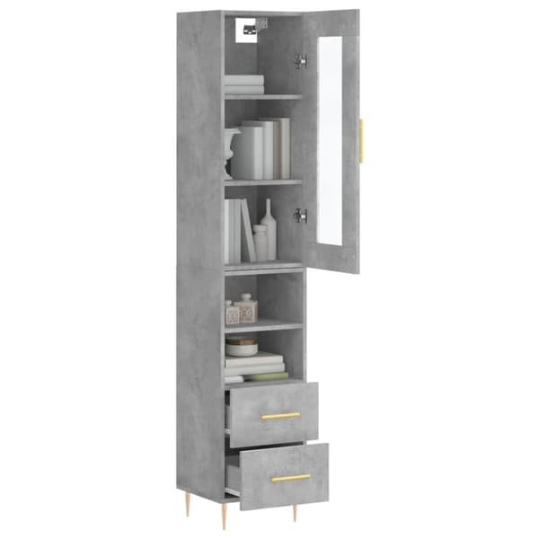 vidaXL Highboard betonggrå 34,5x34x180 cm konstruert tre