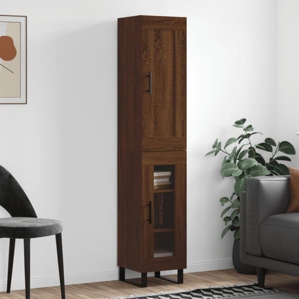 vidaXL skab 34,5x34x180 cm konstrueret træ brun egetræsfarve