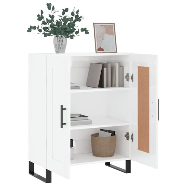 vidaXL skænk 69,5x34x90 cm konstrueret træ hvid højglans