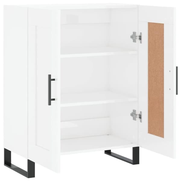 vidaXL skænk 69,5x34x90 cm konstrueret træ hvid højglans
