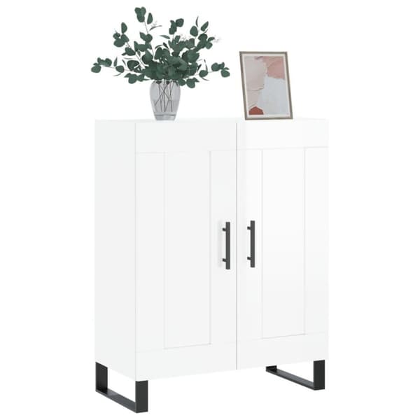 vidaXL skænk 69,5x34x90 cm konstrueret træ hvid højglans