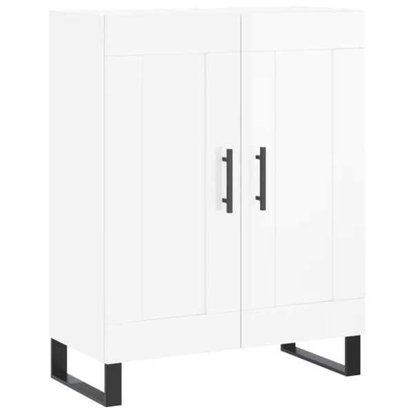 vidaXL skænk 69,5x34x90 cm konstrueret træ hvid højglans