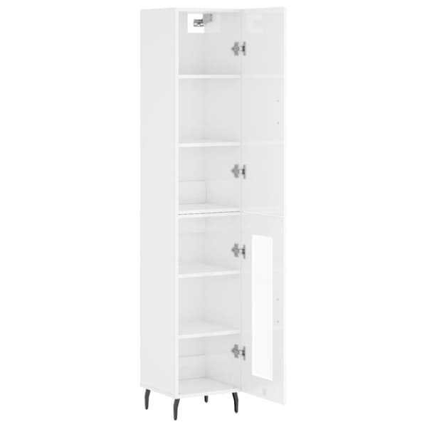 vidaXL Highboard høyglans hvit 34,5x34x180 cm konstruert tre