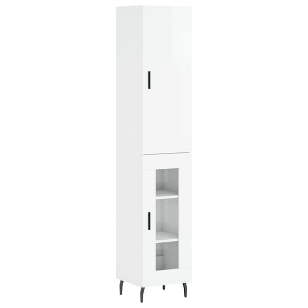 vidaXL Highboard høyglans hvit 34,5x34x180 cm konstruert tre