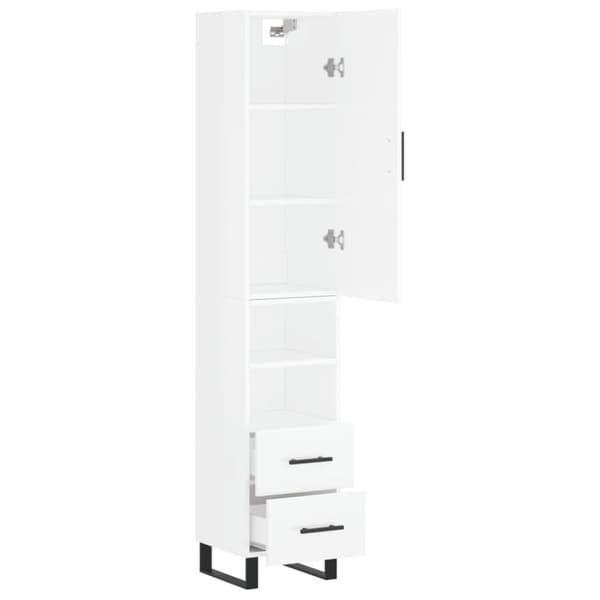 vidaXL Highboard høyglans hvit 34,5x34x180 cm konstruert tre