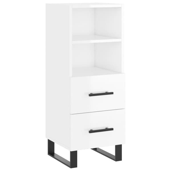 vidaXL Highboard høyglans hvit 34,5x34x180 cm konstruert tre