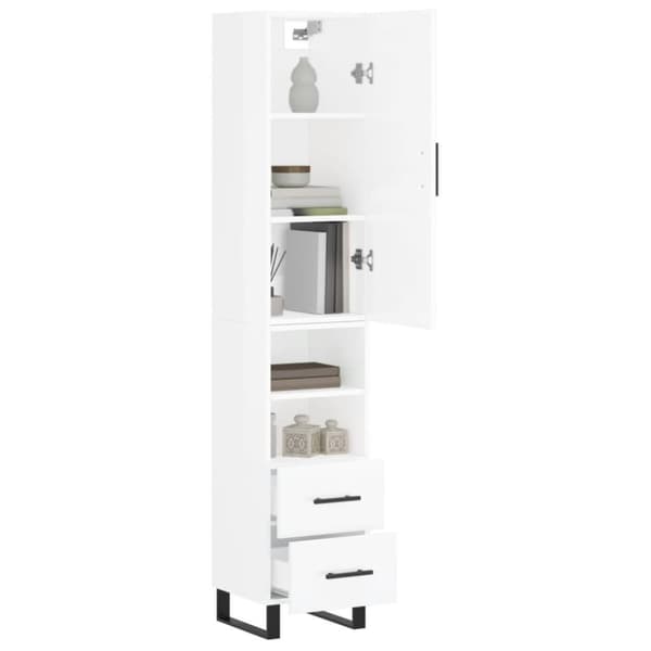 vidaXL Highboard høyglans hvit 34,5x34x180 cm konstruert tre