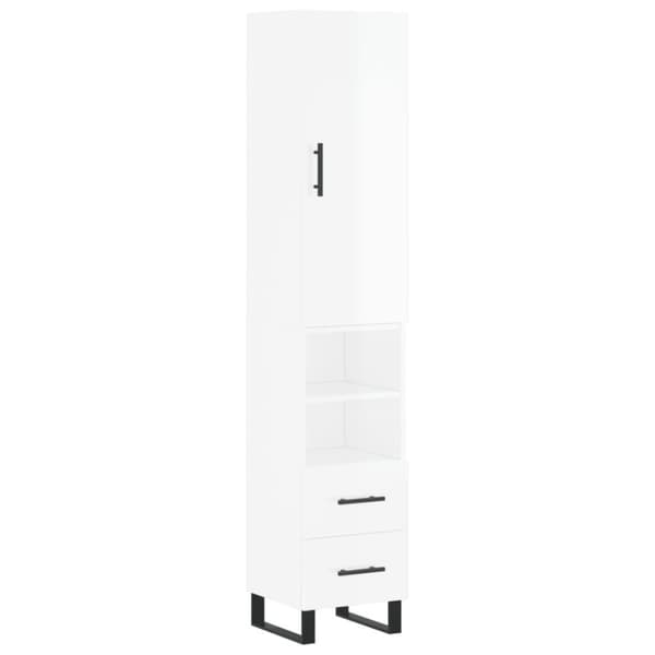 vidaXL Highboard høyglans hvit 34,5x34x180 cm konstruert tre