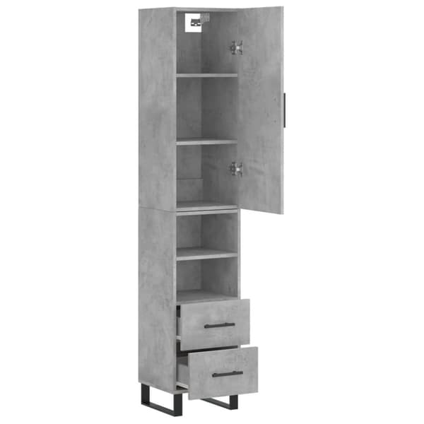 vidaXL Highboard betonggrå 34,5x34x180 cm konstruert tre