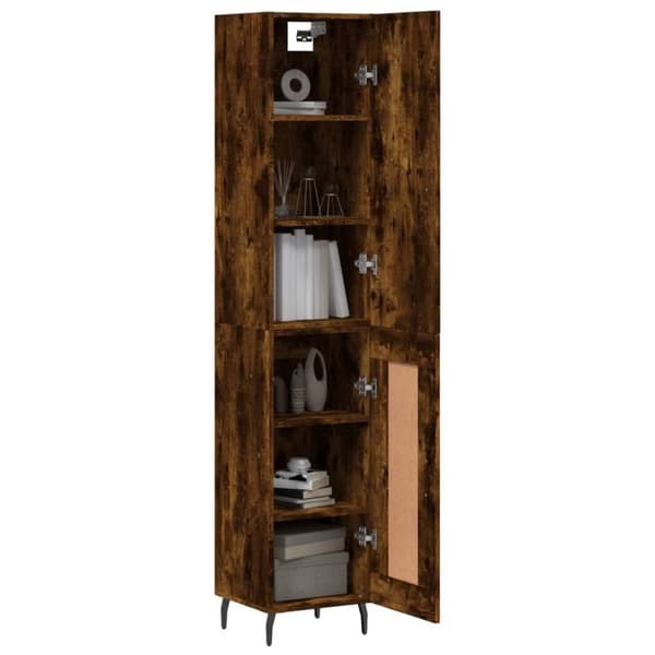 vidaXL Highboard røkt eik 34,5x34x180 cm konstruert tre