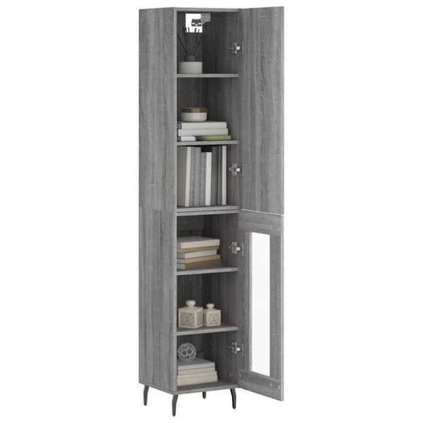 vidaXL Highboard grå sonoma 34,5x34x180 cm konstruert tre