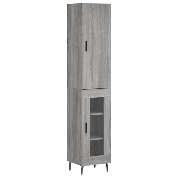 vidaXL Highboard grå sonoma 34,5x34x180 cm konstruert tre