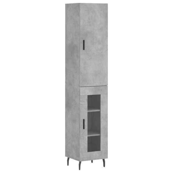 vidaXL Kaappi betoninharmaa 34,5x34x180 cm tekninen puu