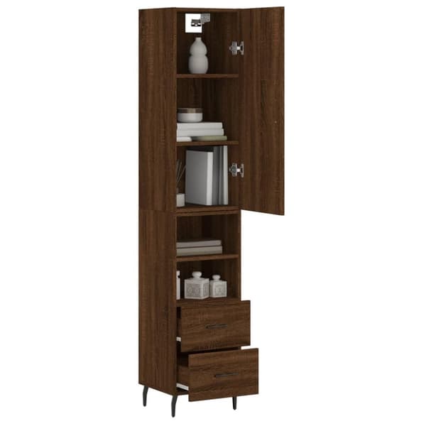 vidaXL Highboard brun eik 34,5x34x180 cm konstruert tre
