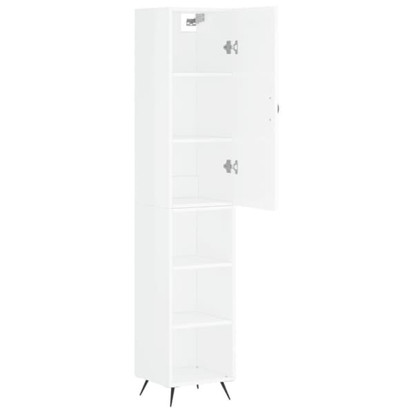vidaXL Highboard høyglans hvit 34,5x34x180 cm konstruert tre