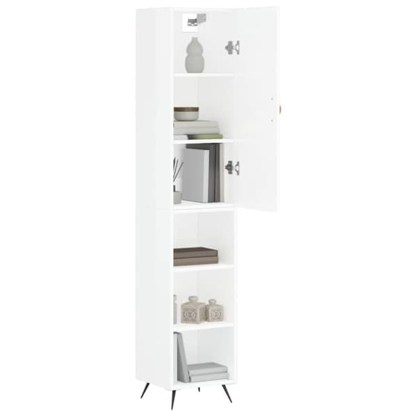 vidaXL Highboard høyglans hvit 34,5x34x180 cm konstruert tre