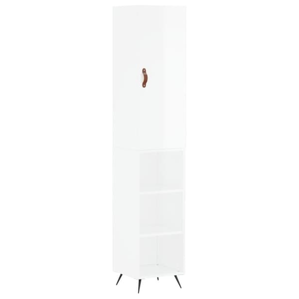 vidaXL Highboard høyglans hvit 34,5x34x180 cm konstruert tre