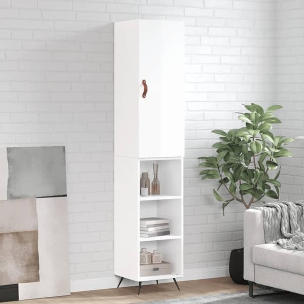 vidaXL skab 34,5x34x180 cm konstrueret træ hvid højglans