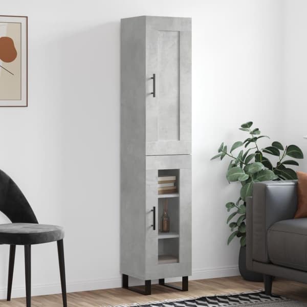 vidaXL Kaappi betoninharmaa 34,5x34x180 cm tekninen puu