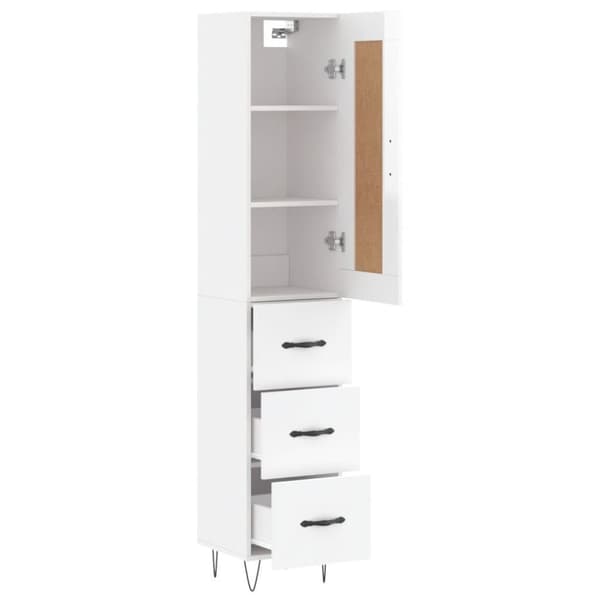 vidaXL Highboard høyglans hvit 34,5x34x180 cm konstruert tre
