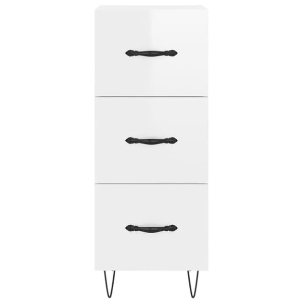 vidaXL Highboard høyglans hvit 34,5x34x180 cm konstruert tre