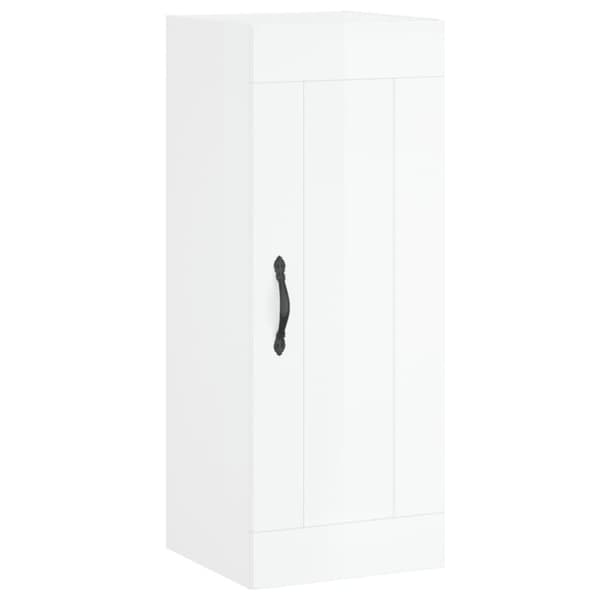 vidaXL Highboard høyglans hvit 34,5x34x180 cm konstruert tre