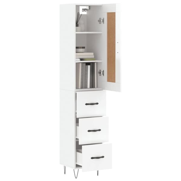 vidaXL Highboard høyglans hvit 34,5x34x180 cm konstruert tre
