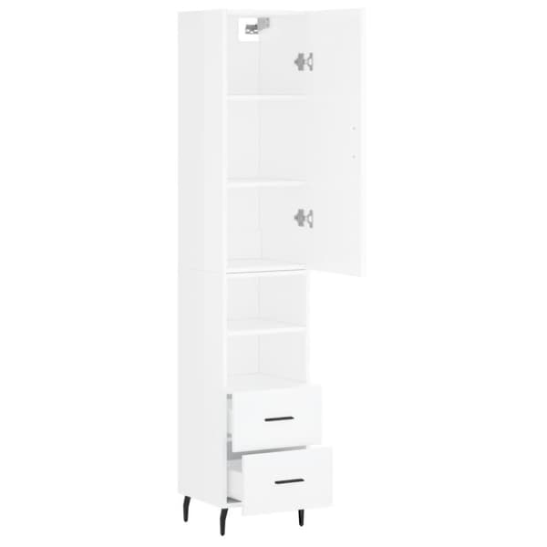 vidaXL Highboard høyglans hvit 34,5x34x180 cm konstruert tre