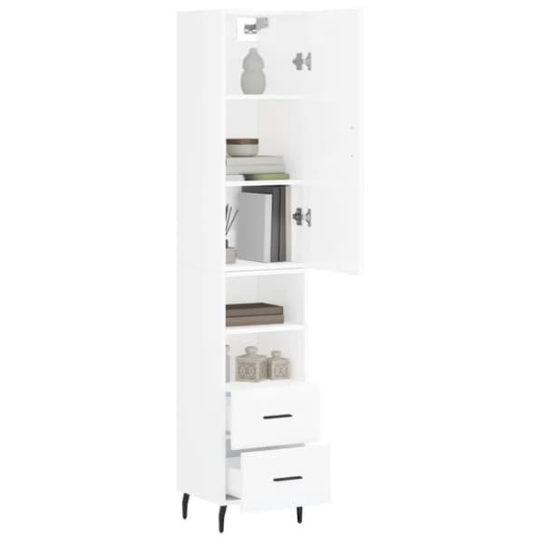 vidaXL Highboard høyglans hvit 34,5x34x180 cm konstruert tre