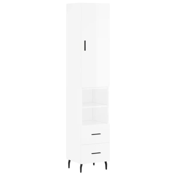 vidaXL Highboard høyglans hvit 34,5x34x180 cm konstruert tre