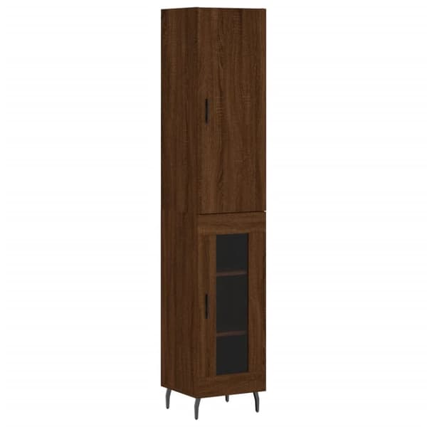 vidaXL Highboard brun eik 34,5x34x180 cm konstruert tre