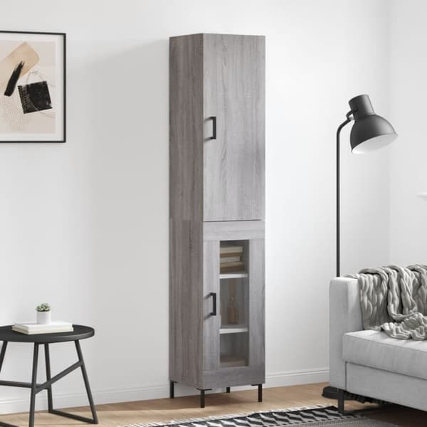 vidaXL højskab 34,5x34x180 cm konstrueret træ grå sonoma-eg