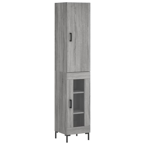 vidaXL højskab 34,5x34x180 cm konstrueret træ grå sonoma-eg