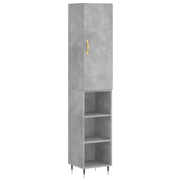 vidaXL Högskåp betonggrå 34,5x34x180 cm konstruerat trä