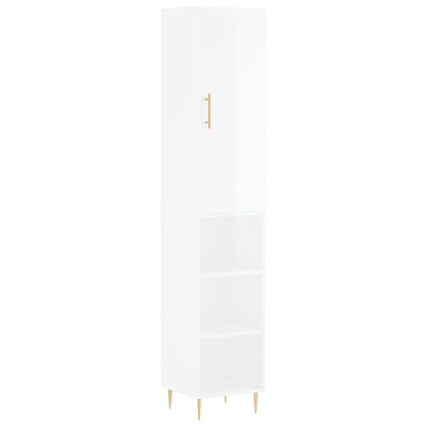 vidaXL skab 34,5x34x180 cm konstrueret træ hvid højglans