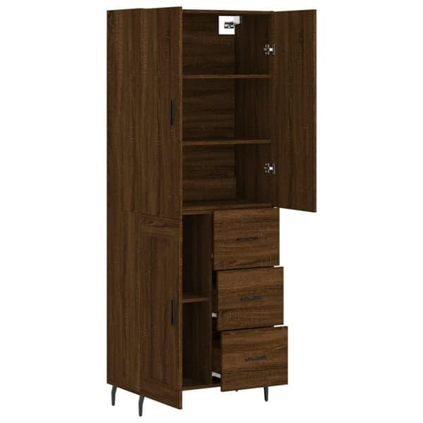 vidaXL højskab 69,5x34x180 cm konstrueret træ brun egetræsfarve
