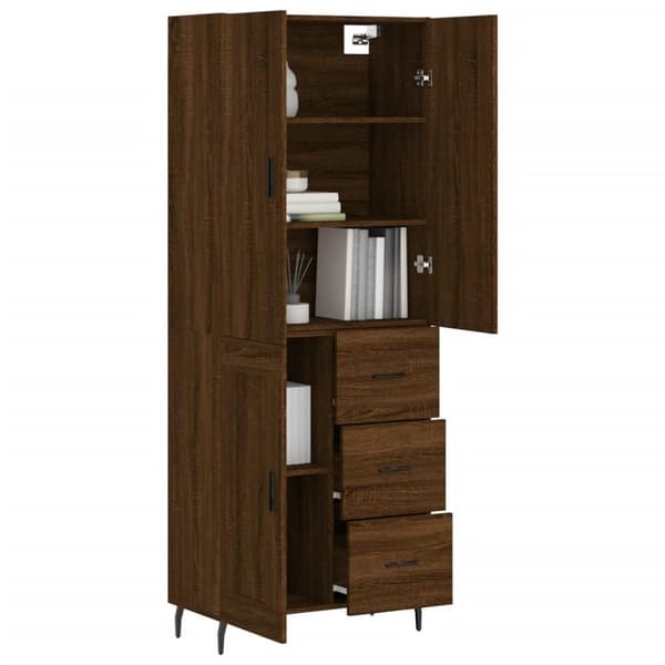 vidaXL højskab 69,5x34x180 cm konstrueret træ brun egetræsfarve