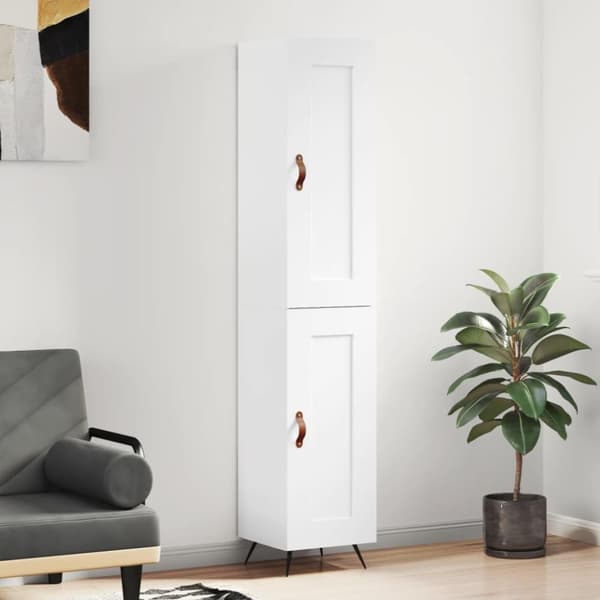vidaXL skab 34,5x34x180 cm konstrueret træ hvid højglans