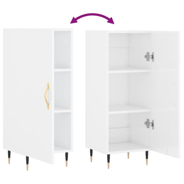 vidaXL Skjenk høyglans hvit 34,5x34x90 cm konstruert tre