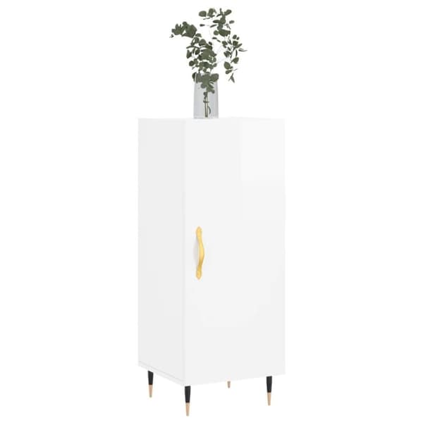vidaXL Skjenk høyglans hvit 34,5x34x90 cm konstruert tre
